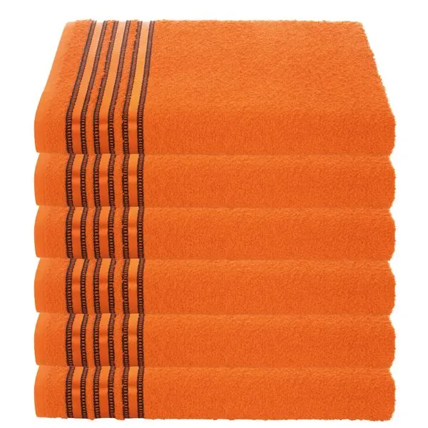Kit 6 Toalhas De Rosto Grande Felpuda Macia Petra - 50x80cm Laranja