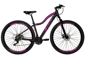 Bicicleta Aro 29 Feminina Ksw Mwza Alumínio 24v Garfo Suspensão - Preto/Rosa - Tamanho:15