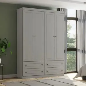 Guarda-Roupa 4 Portas 4 Gavetas Henn Americano Guarda-Roupa Casal 4 Portas 4 Gavetas Henn Americano | Cinza