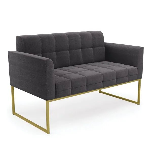 Sofá Namoradeira 2 Lugares Industrial Dourado Elisa Bouclê D03 - D'Rossi Grafite