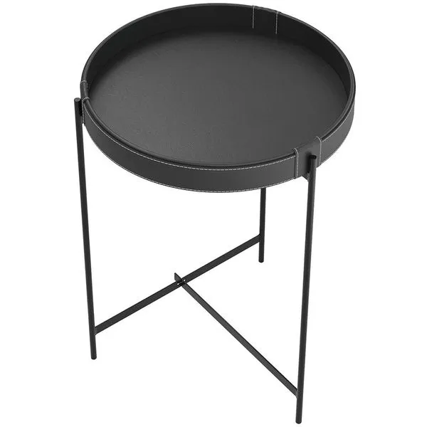 Mesa De Canto Lateral Decorativa Industrial Sala de Estar 47 cm Sintético Preto P06 Daisy - Lyam