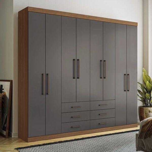 Guarda-Roupa Casal 8 Portas 6 Gavetas Santos Andira Master | Jatoba/Grafitte