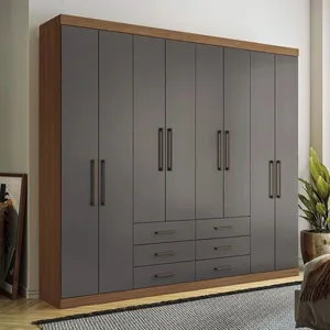 Guarda-Roupa Casal 8 Portas 6 Gavetas Santos Andira Master | Jatoba/Grafitte