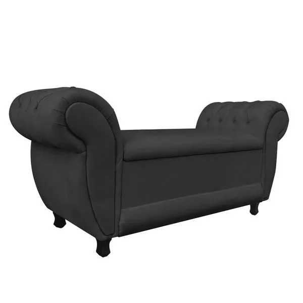 Recamier com Ba£ Grcia 195 cm Namoradeira Caladeira Suede Preto D'Rossi
