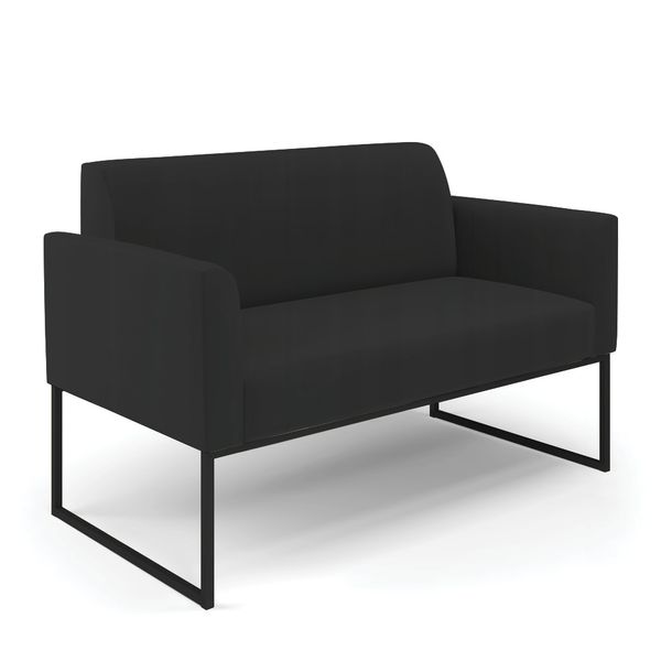 Sofá Namoradeira Base Industrial Preto Marisa Veludo Preto D03 - D'Rossi