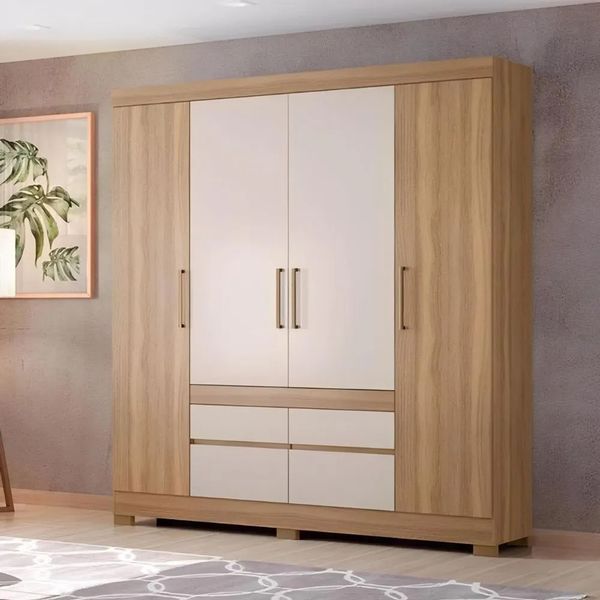 Guarda-Roupa Casal 4 Portas 4 Gavetas Demobile Bilbao | Amendola/Off White