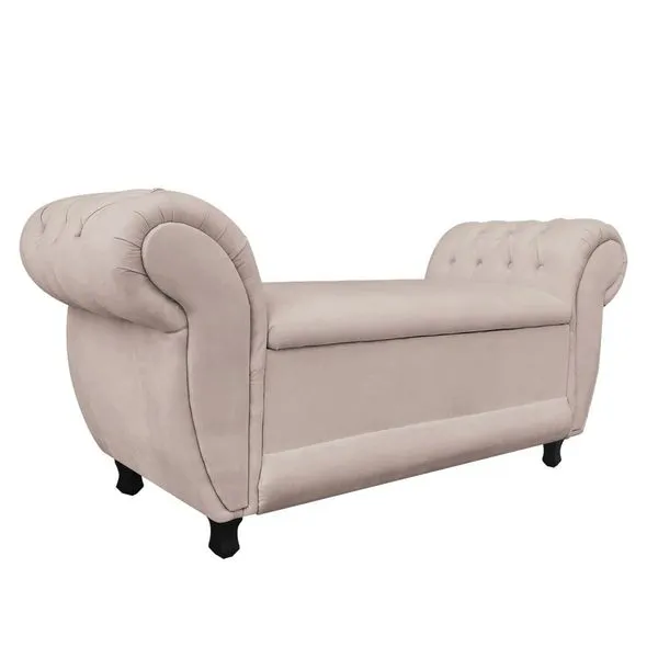 Recamier com Ba£ Grcia Namoradeira Caladeira Suede Bege - D'Rossi