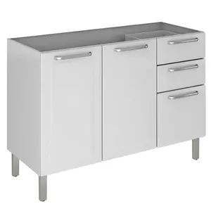 Balcão de Cozinha 120 cm 3 Portas 2 Gavetas Sem Tampo Itatiaia Tarsila Balcão Tarsila 3 Portas 2 Gavetas sem Tampo Itatiaia IG3G2-120 | Branco (S/V)
