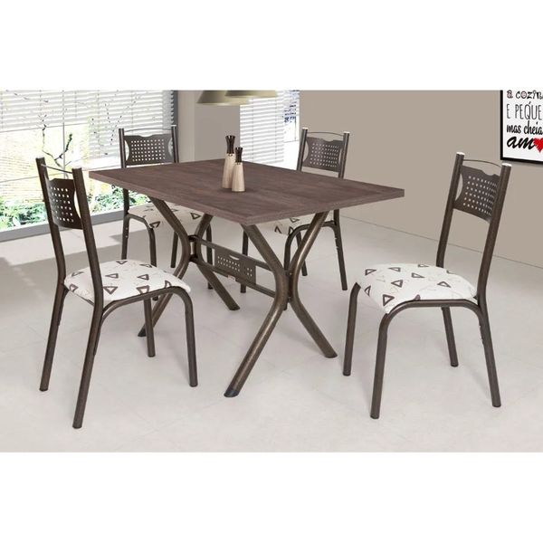 Conjunto Mesa de Jantar 74cm x 75cm 4 Cadeiras Ciplafe | Bronze/Bege