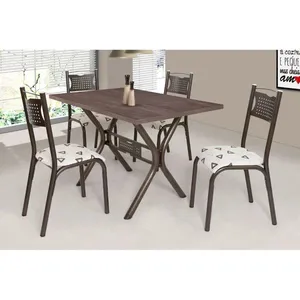 Conjunto Mesa de Jantar 74cm x 75cm 4 Cadeiras Ciplafe | Bronze/Bege
