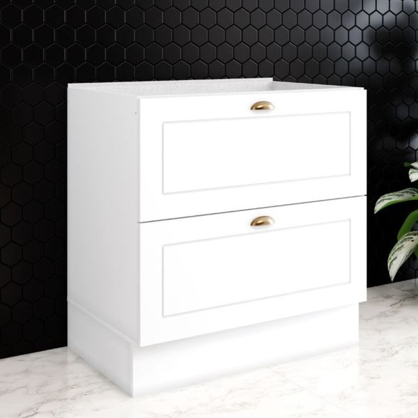 Balcão Sem Tampo 2 Gavetões Americana Henn 80cm | Branco