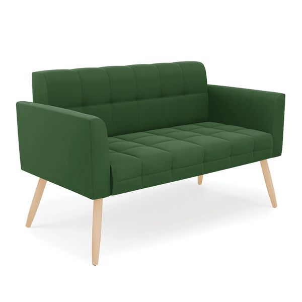 Sofá Namoradeira Elisa Suede Pés Palito Natural - D'Rossi Verde