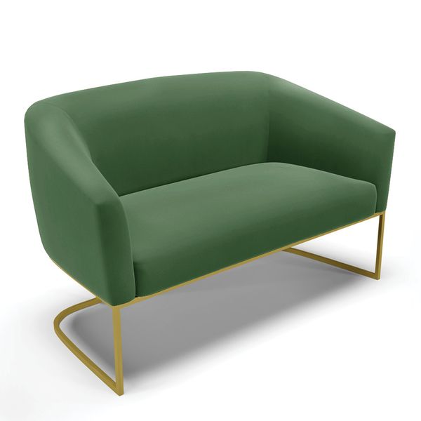 Sof 2 Lugares Namoradeira Industrial Dourado Stella Suede Verde D03 - D'Rossi