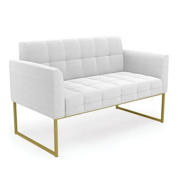 Sofá Namoradeira 2 Lugares Industrial Dourado Elisa Bouclê D03 - D'Rossi Off White