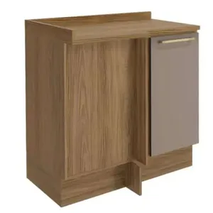 Balcão de Canto 98 cm 1 Porta com Tampo Kappesberg Botanic | Nogueira Fosco/Fendi Fosco (S/V)