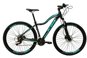 Bicicleta Aro 29 Feminina Ksw Mwza Alumínio 24v Garfo Suspensão - Preto/Azul - Tamanho:15