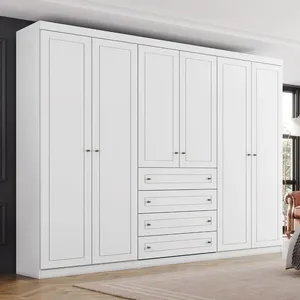Guarda-Roupa Casal 6 Portas 4 Gavetas Henn Americano | Branco