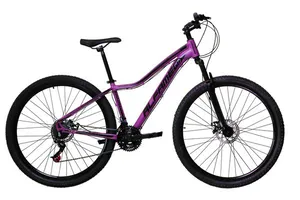 Bicicleta Aro 29 Feminina Alfameq Pandora Alumínio 21v Garfo Suspensão - Lilás/Preto - Tamanho:17
