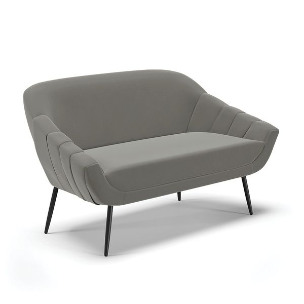 Namoradeira Giovana 02 Lugares Suede Grafite Ps Palito de Ferro - D'Rossi