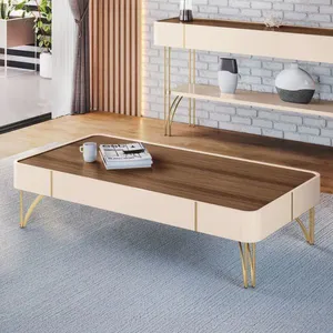 Mesa de Centro 132 cm Hb móveis Cadenza | Off White/Castanho