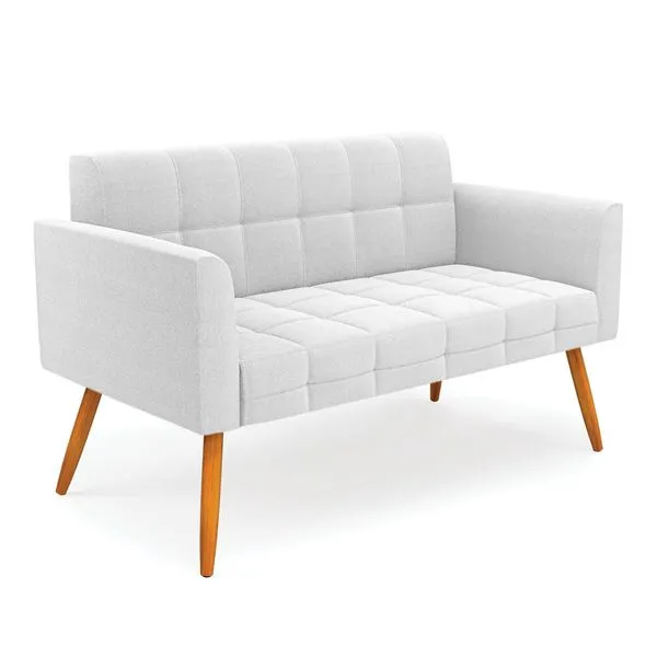 Namoradeira 2 Lugares Pé Palito Castanho Elisa Bouclê D03 - D'Rossi Off White