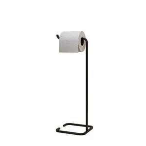 Suporte Papeleira De Chão Para Banheiro Lavabo Set Aço Multiuso D01 Preto Fosco - Lyam Decor
