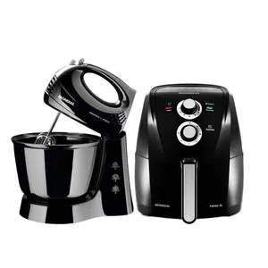 Kit Air Fryer Mondial 4L 1500W e Batedeira Mondial Pratica 3,6L 400W | Preto (127 V)