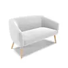 Sofá 2 Lugares Namoradeira Pé Palito Natural Stella Bouclê Off White D03 - D'Rossi