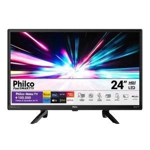 Smart TV 24" Philco LED 1366x768 Roku TV Dolby Audio Netflix Globoplay | Preto (Bivolt)