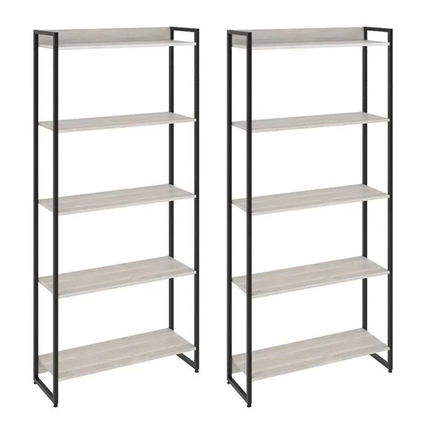 Kit 2 Estantes Multiuso Escritório Industrial 5 Prateleiras Areta 186x80cm C01 Snow - Lyam Decor