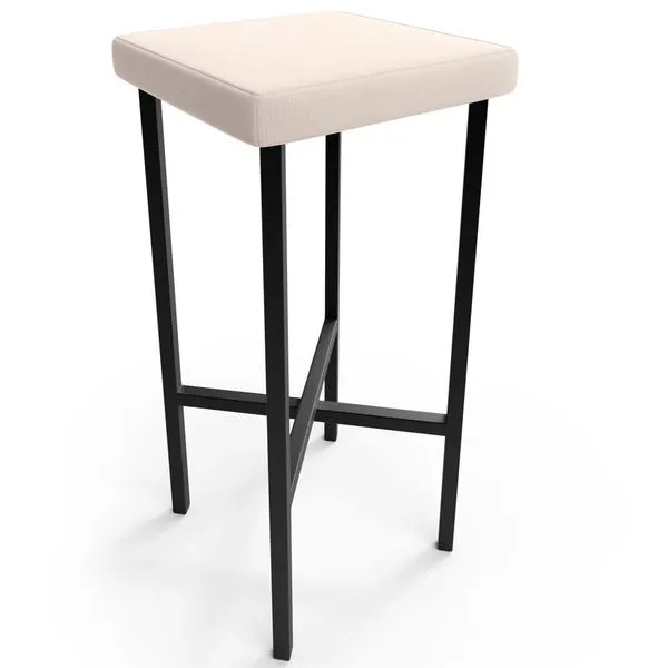 Banqueta Alta Bar Cozinha Sala De Jantar Preto Stella L02 Suede Bege - Lyam Decor