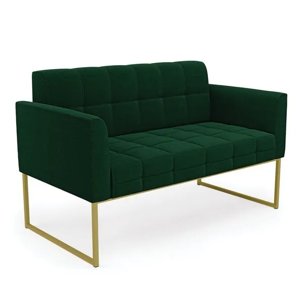 Sofá Namoradeira 2 Lugares Industrial Dourado Elisa Bouclê D03 - D'Rossi Verde