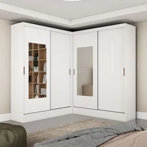 Closet Casal Duplo Belém 4 Portas com Espelho 4 Gavetas Carioca Móveis Branco