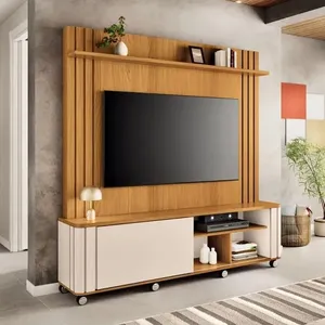 Painel para TV até 70'' Ripado 180cm HB Móveis Trinus | Cinamomo/Off White