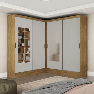 Closet Casal Duplo Belém 4 Portas com Espelho 4 Gavetas Carioca Móveis Branco