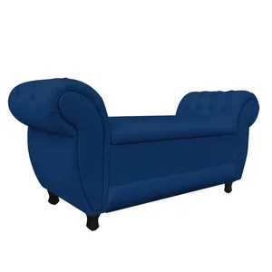 Recamier com Ba£ Grcia Namoradeira Caladeira Suede Azul Marinho - D'Rossi