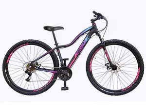 Bicicleta Aro 29 Feminina Ksw Mwza Alumínio 24v Garfo Suspensão - Preto/Pink/Azul - Tamanho:15