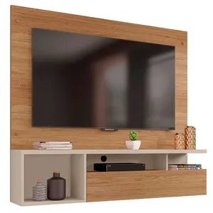 Painel para Tv até 55 Polegadas Nicho com Porta Basculante Brasil Caemmun Buriti/off white