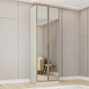 Guarda-Roupa Com Espelho 2 Portas Seletto Henn | Areia/Jequitiba