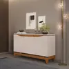 Balcão Buffet 136 cm 3 Portas com Tampo Nice | Freijo/Off White