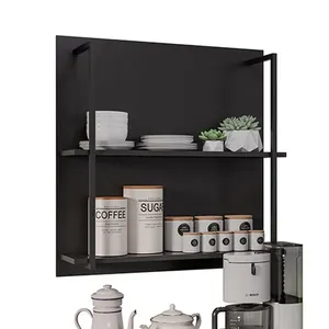 Prateleira Industrial Dupla Cozinha Suspenso Painel Parede Eri 70,5cm Preto - D'Rossi
