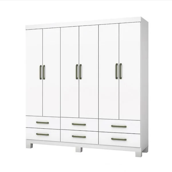 Guarda Roupa Casal D22 6 Portas 6 Gavetas Carioca Móveis Branco