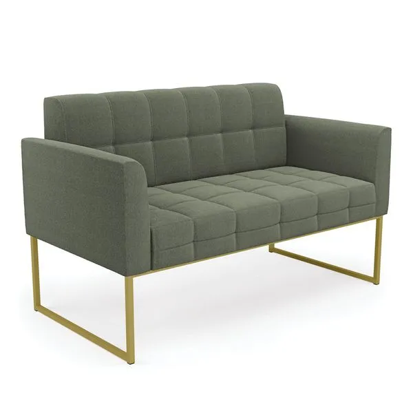 Sof Namoradeira 2 Lugares Industrial Dourado Elisa Boucl Verde Pistache D03 - D'Rossi