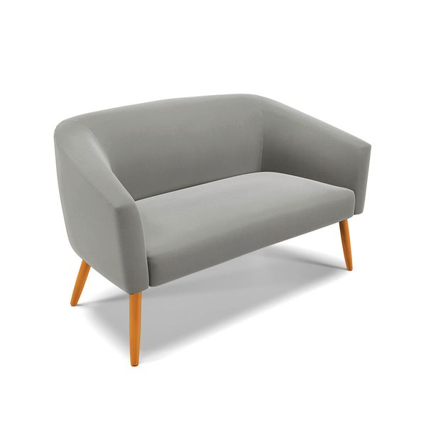 Namoradeira 02 Lugares Stella Suede Grafite Pés Palito Castanho - D'Rossi