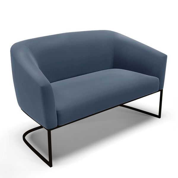 Sof 2 Lugares Namoradeira Industrial Preto Stella Suede Azul Marinho D03 - D'Rossi