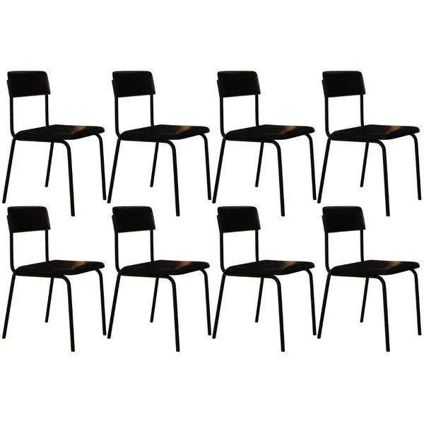 Kit 08 Cadeiras Estofada Para Sala de Jantar Sense Preto C01 Courino Preto - Lyam Decor