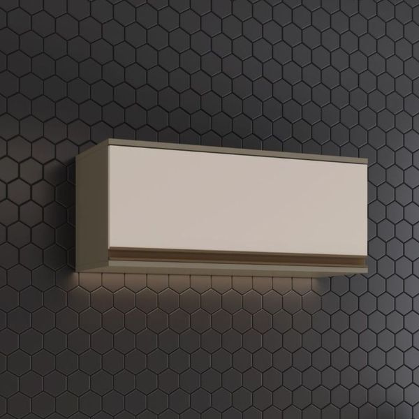 Armário Aéreo Henn 1 Porta Basculante 80cm Connect MDF | Duna/Cristal