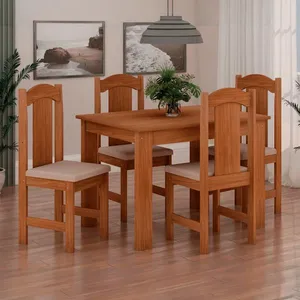 Mesa de Jantar 4 Cadeiras 76,5cm x 76,5cm Arauna | Freijo/Bege