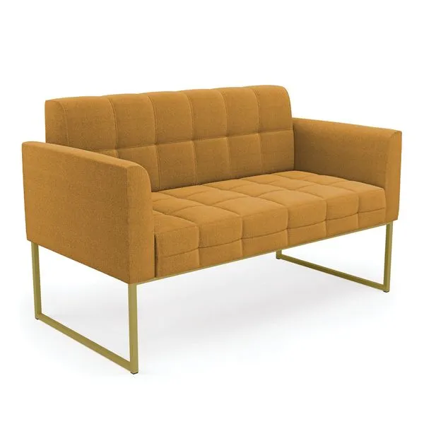 Sof Namoradeira 2 Lugares Industrial Dourado Elisa Boucl Mostard D03 - D'Rossi