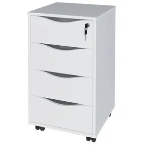 Gaveteiro Para Escritório Office com Rodízios 04 Gavetas Bit A02 Branco - Lyam Decor